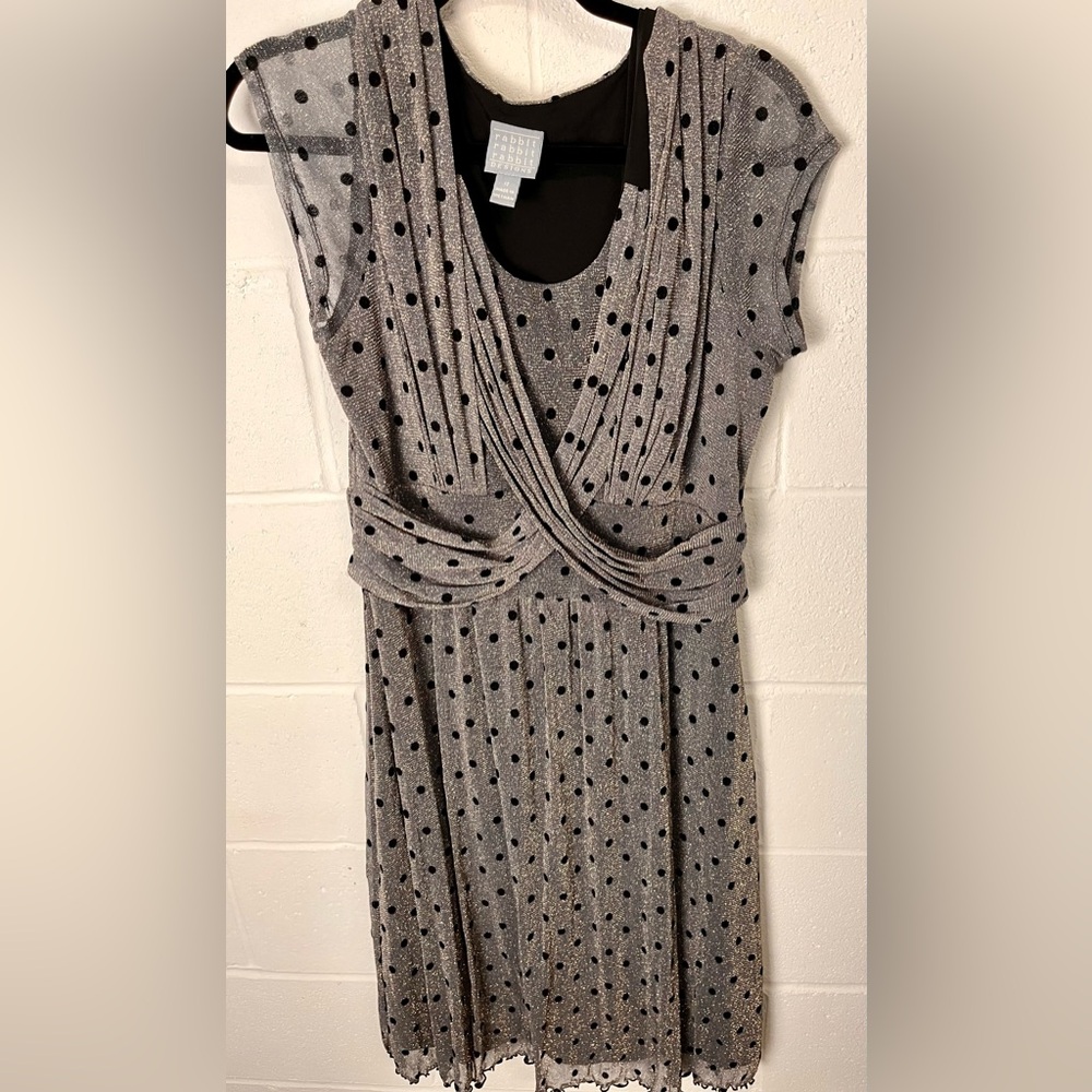 Rabbit Rabbit Rabbit Black and Silver Gray Midi Dress size 12